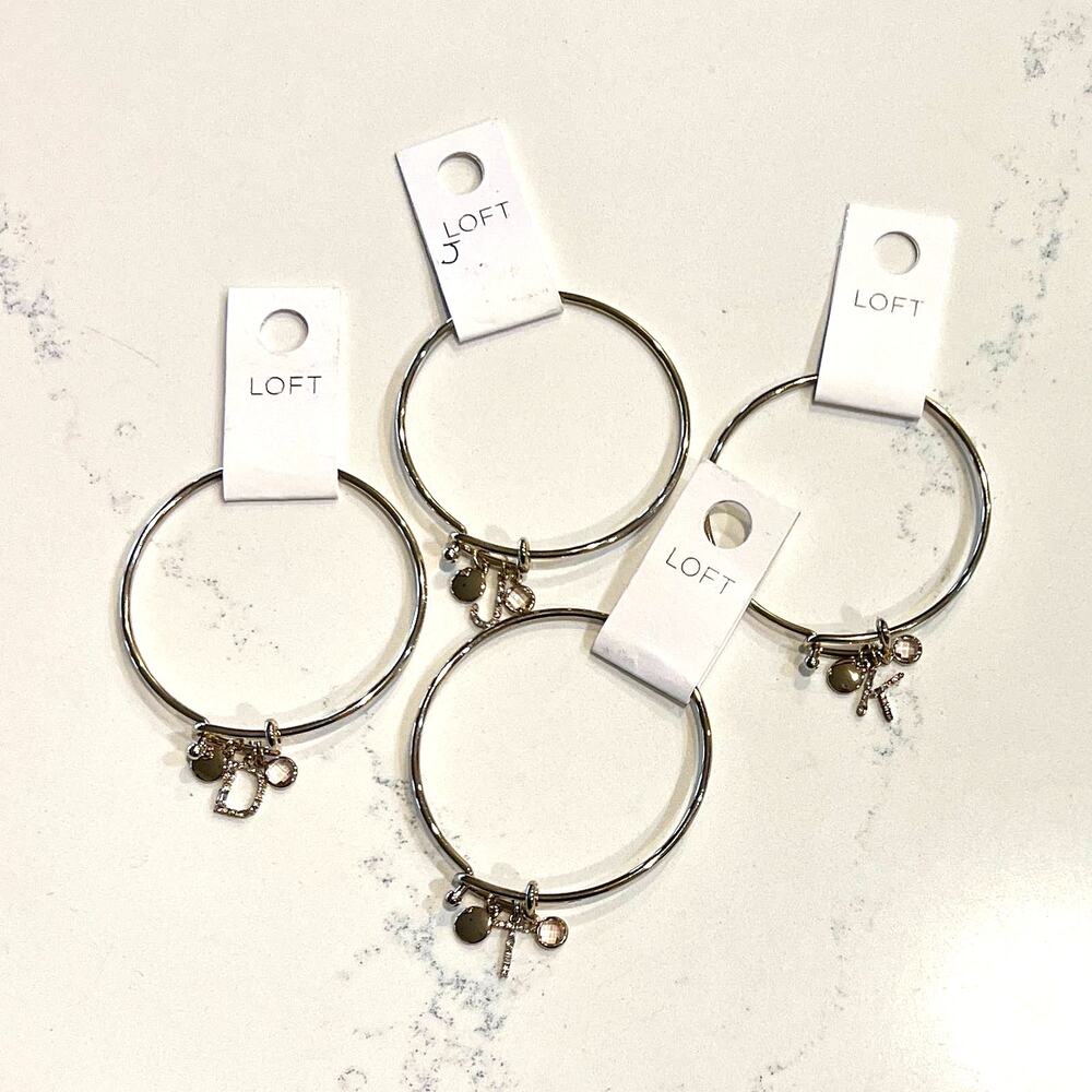 NWT LOFT Gold Tone Pave Rhinestone Initial Charm Bangle Bracelet - LETTER D - Picture 10 of 10
